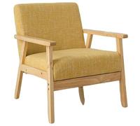 KIBONCY Mid-Century Solid Wood Sofa Chair Comfy Bedroom Chairs for Adults,Small Wide Reading Nook Arm, Modern for Living Room, Office(6)