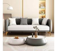 KIBONCY Mid Century Upholstered Accent Sofa, Pet Friendly Waterproof Two Tone Leather Loveseat, Gold Arm Trim Living Room Furniture for Family Office(C,74cm)