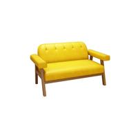 KIBONCY Mid Century Vintage Wood Frame Accent Chair & Double Loveseat Sofa Set,Leather Arm & Armless Side Chairs, Multi-Color Compact Seating for Living Room(G)