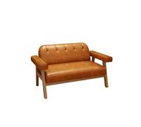 KIBONCY Mid Century Vintage Wood Frame Accent Chair & Double Loveseat Sofa Set,Leather Arm & Armless Side Chairs, Multi-Color Compact Seating for Living Room(I)