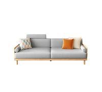 KIBONCY Mid-Century Wooden Frame Sofa, 2-Seater Linen Fabric Couch Modern Oak, Upholstered for Living Room Small Apartments(D,200cm)