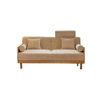 KIBONCY Mid-Century Wooden Frame Sofa, 2-Seater Linen Fabric Couch Modern Oak, Upholstered for Living Room Small Apartments(A,200cm)
