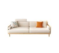 KIBONCY Mid-Century Wooden Frame Sofa, 2-Seater Linen Fabric Couch Modern Oak, Upholstered for Living Room Small Apartments(C,130cm)
