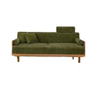 KIBONCY Mid-Century Wooden Frame Sofa, 2-Seater Linen Fabric Couch Modern Oak, Upholstered for Living Room Small Apartments(B,200cm)