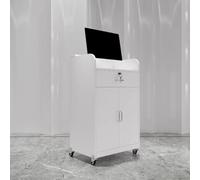 KIBONCY Mini bancone for cassiere, piccolo tavolo da reception moderno con armadietto for barbiere, boutique, negozio al dettaglio(B,80x42x95cm)