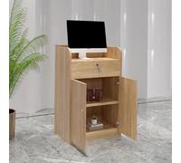 KIBONCY Mini bancone for cassiere, piccolo tavolo da reception moderno con armadietto for barbiere, boutique, negozio al dettaglio(G,60x42x95cm)