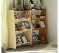 KIBONCY Mini libreria mobile in legno massello, mobile laterale con carrello portaoggetti da pavimento for soggiorno e studio for bambini(C)