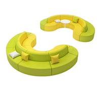 KIBONCY Minimalist Curved Sofa and Table Set,Space Saving Curved Sofa Modular Play, for Hotel Lobby, Office, Restaurant, Waiting Room(6)