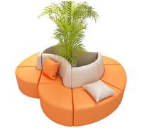 KIBONCY Minimalist Curved Sofa and Table Set,Space Saving Curved Sofa Modular Play, for Hotel Lobby, Office, Restaurant, Waiting Room(4)