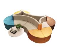 KIBONCY Minimalist Curved Sofa and Table Set,Space Saving Curved Sofa Modular Play, for Hotel Lobby, Office, Restaurant, Waiting Room(3)