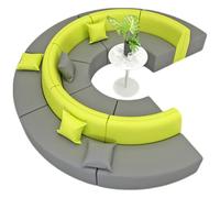 KIBONCY Minimalist Curved Sofa and Table Set,Space Saving Curved Sofa Modular Play, for Hotel Lobby, Office, Restaurant, Waiting Room(10)
