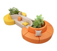 KIBONCY Minimalist Curved Sofa and Table Set,Space Saving Curved Sofa Modular Play, for Hotel Lobby, Office, Restaurant, Waiting Room(9)