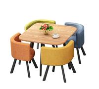 KIBONCY Mix & Match Round Dining Table and 4 Chairs Set, Luxury with Marble-Effect Tabletop,for Apartments,Event Venues(K)