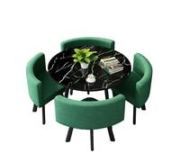 KIBONCY Mix & Match Round Dining Table and 4 Chairs Set, Luxury with Marble-Effect Tabletop,for Apartments,Event Venues(A)