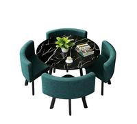 KIBONCY Mix & Match Round Dining Table and 4 Chairs Set, Luxury with Marble-Effect Tabletop,for Apartments,Event Venues(F)