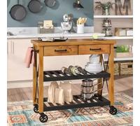 KIBONCY Mobile portaoggetti con ruote, carrello con ruote e isola cucina, supporto for microonde, con ripiani e cassetti(B,70x40x90cm)