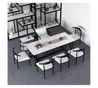 KIBONCY Mobili moderni for servire il tè for ufficio commerciale, tavolo da tè integrato e set di sedie con vassoio da tè incorporato, facile montaggio(B,200CM)