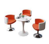 KIBONCY Modern 3-Piece Round Table and Swivel Chair Set, Compact with Chairs, Dining for Small Family Gatherings(E)