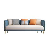 KIBONCY Modern 3-Seater Sofa, Luxury Light,Upholstery with Gold Metal Legs,Faux Leather Couch with, for Living Room Apartment(D,124cm)