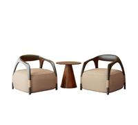 KIBONCY Modern 5-Piece Conversation Set, Contemporary Reception Seating,Fabric Upholstered Armchairs with Curved Wood Frame and Coffee Table(A-50cm)