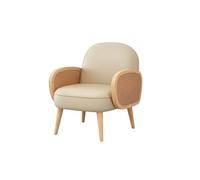 KIBONCY Modern Accent Chair Armchair with Rattan Arms with Small Loveseat Couch Sofa, Solid Wood Frame with Legs(2)