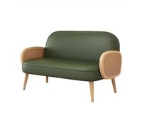 KIBONCY Modern Accent Chair Armchair with Rattan Arms with Small Loveseat Couch Sofa, Solid Wood Frame with Legs(6)