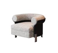 KIBONCY Modern Accent Chair, Compact, Faux Leather Side Panel Lounge Semi-Circular Backrest for Small Spaces(A)