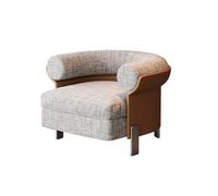 KIBONCY Modern Accent Chair, Compact, Faux Leather Side Panel Lounge Semi-Circular Backrest for Small Spaces(B)