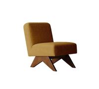 KIBONCY Modern Accent Chair Small Sofa Living Room Solid Wood Single Back upholstered armless mid Century with Wooden Legs for Bedroom/Office(B)
