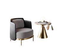 KIBONCY Modern Accent Chair with Gold Metal Frame Set of 2 with & Side Table Leather Armrest Single Sofa for Living Room(A)