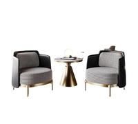KIBONCY Modern Accent Chair with Gold Metal Frame Set of 2 with & Side Table Leather Armrest Single Sofa for Living Room(C)