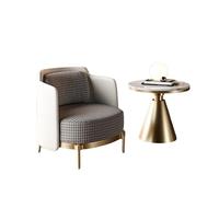KIBONCY Modern Accent Chair with Gold Metal Frame Set of 2 with & Side Table Leather Armrest Single Sofa for Living Room(B)