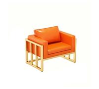 KIBONCY Modern Accent Chair with Gold Metal Frame, Upholstered Single Leisure, Orange Faux Leather Sofa Armchair for Living Room Office Cafe(A)