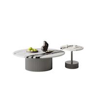 KIBONCY Modern Artificial Marble Round Dining Table Nesting Coffee Set of 2, Tables for Living Room(5)