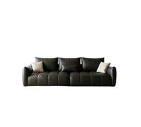 KIBONCY Modern Black Faux Leather Sofa Oversized Modular Set, 3 Seater Couch and Accent Chair, Luxury Armchair for Bedroom & Office(220cm)