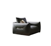 KIBONCY Modern Black Faux Leather Sofa Oversized Modular Set, 3 Seater Couch and Accent Chair, Luxury Armchair for Bedroom & Office(110cm)