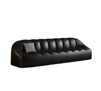 KIBONCY Modern Bubble Leather Sofa, 4-Seater Upholstered Couch with Grid Pillow for Living Room, Apartment & Office, Orange/Black/Beige(A,210cm)