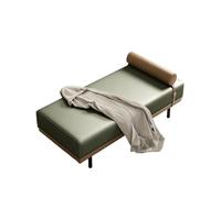 KIBONCY Modern Chaise Lounge, Faux Leather Accent Bench - Sleek Window Seat with Bolster Pillow for Bedroom Living Room Entryway, Metal Legs(B,120x40x42cm)