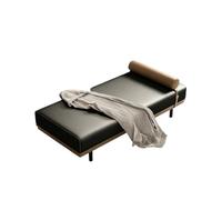 KIBONCY Modern Chaise Lounge, Faux Leather Accent Bench - Sleek Window Seat with Bolster Pillow for Bedroom Living Room Entryway, Metal Legs(A,120x45x42cm)
