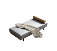 KIBONCY Modern Chaise Lounge, Faux Leather Accent Bench - Sleek Window Seat with Bolster Pillow for Bedroom Living Room Entryway, Metal Legs(D,150x40x42cm)