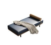 KIBONCY Modern Chaise Lounge, Faux Leather Accent Bench - Sleek Window Seat with Bolster Pillow for Bedroom Living Room Entryway, Metal Legs(E,150x45x42cm)