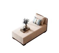 KIBONCY Modern Chaise Lounge Indoor, Linen Fabric Sleeper Sofa Bed with Solid Wood Frame, Single Couch with Decorative Pillows for Living Room Bedroom(B,150x50x68cm)