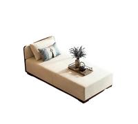 KIBONCY Modern Chaise Lounge Indoor, Linen Fabric Sleeper Sofa Bed with Solid Wood Frame, Single Couch with Decorative Pillows for Living Room Bedroom(D,150x50x68cm)