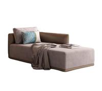 KIBONCY Modern Chaise Lounge with Faux Leather Armrest - Cream Upholstered Accent Chair for Bedroom, Living Room Plush Foam Padding, Sturdy Wood Frame(C,170x78x60cm)