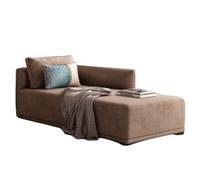 KIBONCY Modern Chaise Lounge with Faux Leather Armrest - Cream Upholstered Accent Chair for Bedroom, Living Room Plush Foam Padding, Sturdy Wood Frame(B,170x78x60cm)