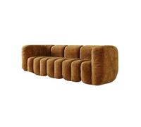 KIBONCY Modern Channel Tufted Boucle Sofa, Mid-Century Lounge Chair, Curved Upholstered Couch for Living Room, Apartment, Hotel Lobby(A,250cm)