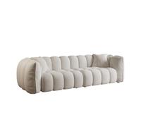 KIBONCY Modern Channel Tufted Bubble Boucle Sofa, Freely Combinable Teddy Fabric Modular Couch, Deep Seat Cloud Upholstered for Small Apartment(D)