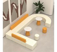 KIBONCY Modern Couch with Coffee Table, Minimalist Irregular-shaped Sofa, For Reception Area, Waiting Room, Library, Living (H)