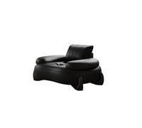 KIBONCY Modern Curved Black Faux Leather Sofa,Modular 3-Seater Couch with Deep Seats, Luxury Upholstered for Living Room(123cm)