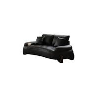 KIBONCY Modern Curved Black Faux Leather Sofa,Modular 3-Seater Couch with Deep Seats, Luxury Upholstered for Living Room(170cm)